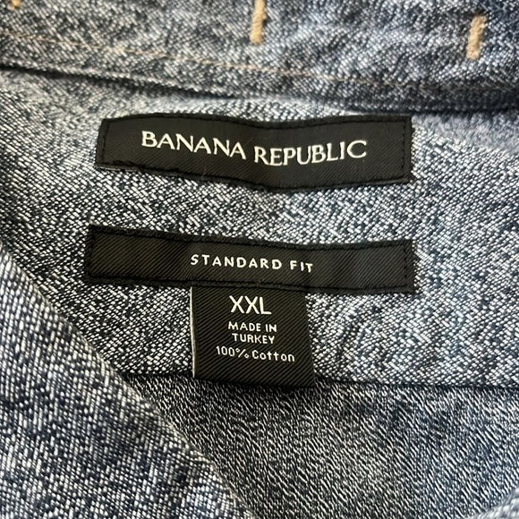 Banana Republic men’s Blue mid weight flap pockets cotton button down shirt XXL - Picture 10 of 10